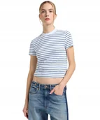 Koszulki i topy damskie - T-shirt Lee CROPPED TEE 112363460 White Indigo Stripe XS - miniaturka - grafika 1