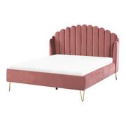 Łóżka - Łóżko welurowe 140 x 200 cm różowe AMBILLOU Lumarko! - miniaturka - grafika 1
