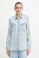 Koszule damskie - Guess koszula WESTERN damska kolor niebieski regular z kołnierzykiem klasycznym W5YH33 D4N61 - miniaturka - grafika 1