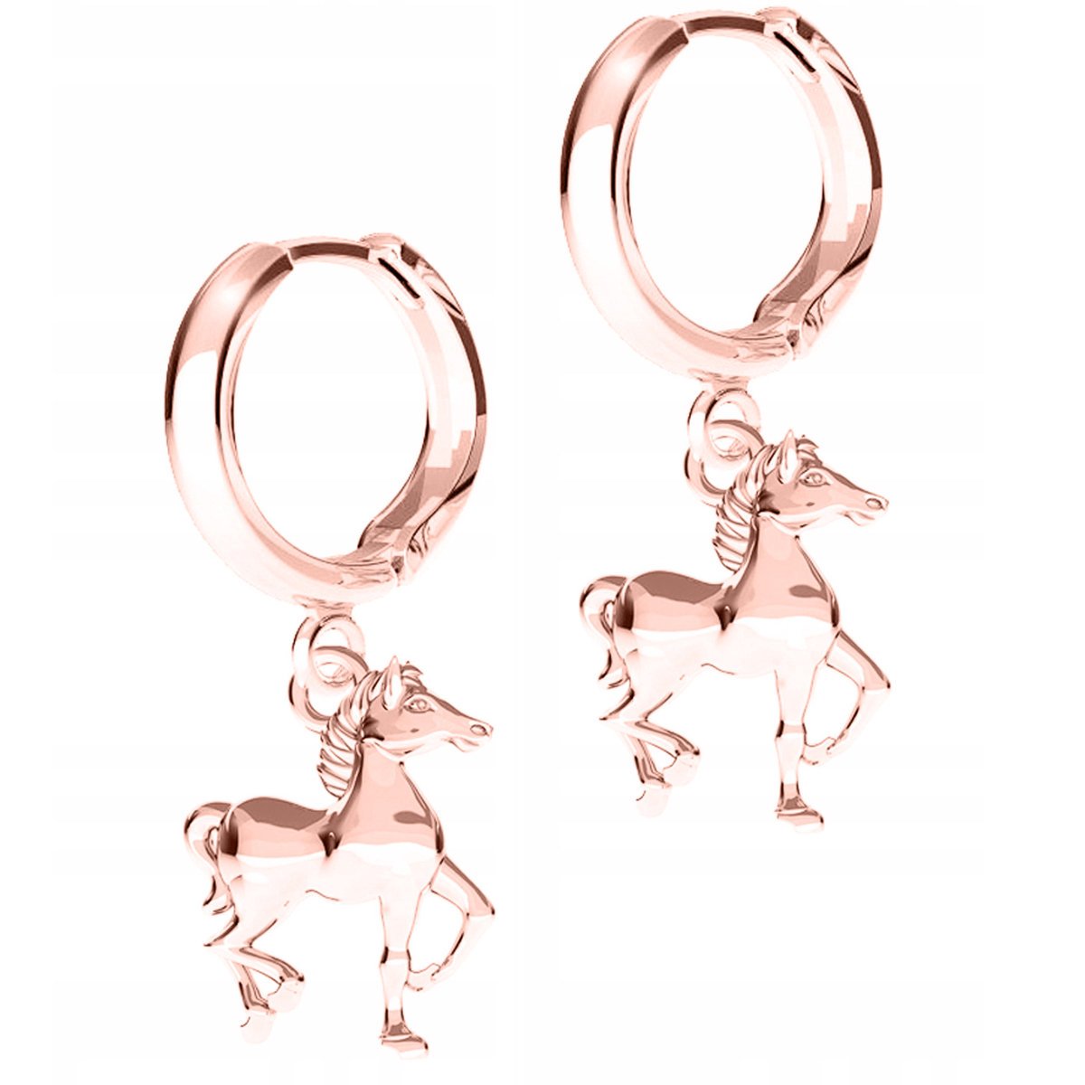 Kolczyki Pozłacane z Koniami Konie na Biglach Kucyki Koniki SREBRO 925