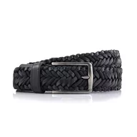 Paski - Pasek plecionka skóra naturalna w kolorze czarnym EM 19 - EM Men's Accessories - miniaturka - grafika 1