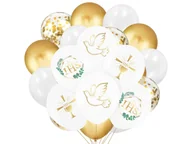 Balony i akcesoria - Zestaw balonów komunijnych biało-złoty - 32 szt. - miniaturka - grafika 1