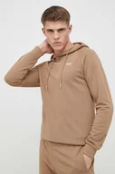 Bluzy męskie - Fila bluza męska kolor brązowy z kapturem gładka - miniaturka - grafika 1