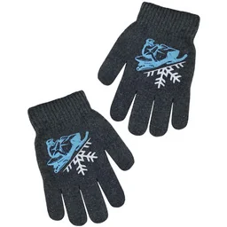 Podwójne ciepłe chłopięce rękawiczki Snow Board Noviti RZ023-B-01 Szare - Rękawiczki dla dzieci - miniaturka - grafika 1