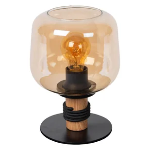Stołowa lampka Ilona 45508/01/62 Lucide szklana czarny bursztynowy - Lampy stojące - miniaturka - grafika 1
