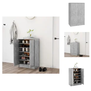 vidaXL Szafka na buty betonowa szara 60x35x92 cm materiał drewnopochodny - Półki i szafki na buty - Szafki na buty - miniaturka - grafika 1