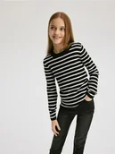 Swetry dla dziewczynek - Reserved - Sweter w paski - czarny - miniaturka - grafika 1