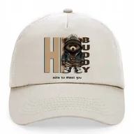 Czapki i chusty sportowe męskie - Czapka Beżowa Daszek Na Wiosnę HEY BUDDY Wzory - miniaturka - grafika 1