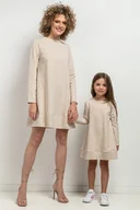 Komplety damskie - Komplet sukienek trapezowych dla mamy i córki, model 36, jasnobeżowy - miniaturka - grafika 1