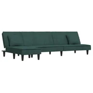 Narożniki - Sofa rozkładana L, ciemnozielona, 255x140x70 cm, a - miniaturka - grafika 1