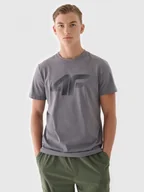Koszulki sportowe męskie - Męski t-shirt z nadrukiem 4F 4FWMM00TTSHM2257 - szary - miniaturka - grafika 1