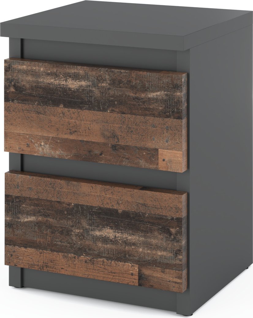 STIV Möbel Stolik nocny - Szafka nocna z 2 szufladami - Vintage szary wys. 40cm szer. 30cm gł. 30cm