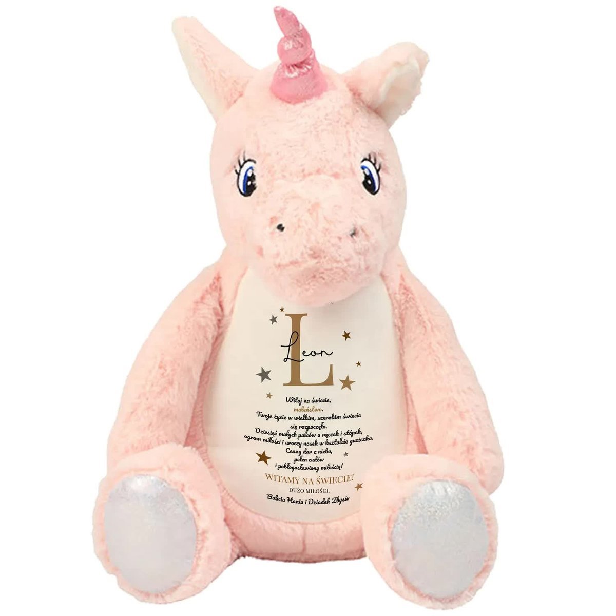 MASKOTKA Miś Przytulanka JEDNOROŻEC Prezent Od Dziadków TWOJE IMIĘ Wzory