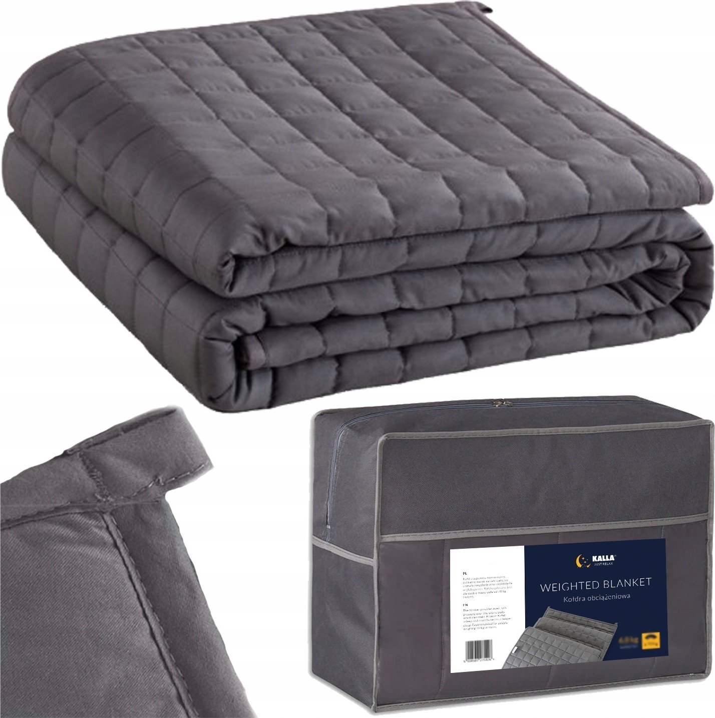 Costway KOŁDRA OBCIĄŻENIOWA KOC SENSORYCZNY ANTYSTRESOWY TORBA 90x120 3,2 kg
