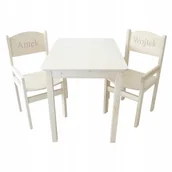 Zestawy mebli dla dzieci - STOLIK 75/50 2 KRZESEŁKA PEŁNE Z PODŁOKIETNIKIEM DLA STARSZAKA GRAWER IMIĘ - miniaturka - grafika 1