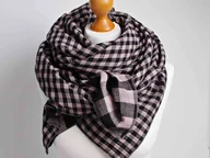 Apaszki i szaliki damskie - Chusta damska w kratę, modna chusta damska na jesień, chusta muślinowa - miniaturka - grafika 1