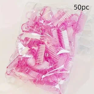 TEMU 50 szt. zestaw szczoteczek do czyszczenia paznokci akrylowych, 3 kolory, małe rógkowe pędzle, miękkie plastikowe szczoteczki do usuwania kurzu z - Akcesoria do paznokci - miniaturka - grafika 1