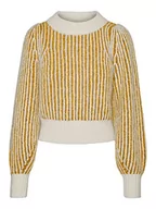 Swetry damskie - bestseller a/s Damski sweter VMJULIETTE LS O-Neck Blouse GA Boo Pulower, brzoza/paski: W. GOLDEN Yellow, S - miniaturka - grafika 1