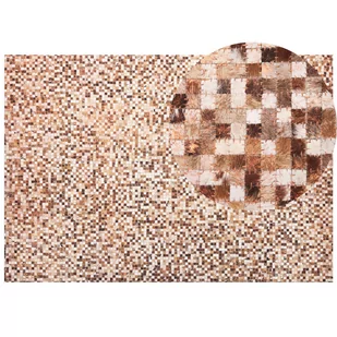 Beliani Dywan patchwork skórzany brązowy 160 x 230 cm TORUL - Dywany - miniaturka - grafika 1