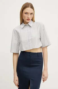 Patrizia Pepe koszula bawełniana damska kolor szary relaxed z kołnierzykiem klasycznym 2C1601 A569 - Koszule damskie - miniaturka - grafika 1
