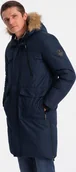 Kurtki męskie - Kurtka męska Ombre Zimowa kurtka męska alaska z odpinanym futerkiem od kaptura - granatowa V1 OM-JALJ-0148 S - miniaturka - grafika 1
