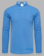 Szaty liturgiczne - Koszula kapłańska POLO z koloratką - długi rękaw, błękitna - miniaturka - grafika 1