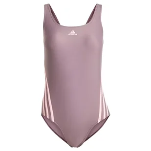 adidas Damski strój kąpielowy z 3 paskami 34, Cień figa/różowa iskra, 38 - Stroje kąpielowe - miniaturka - grafika 1