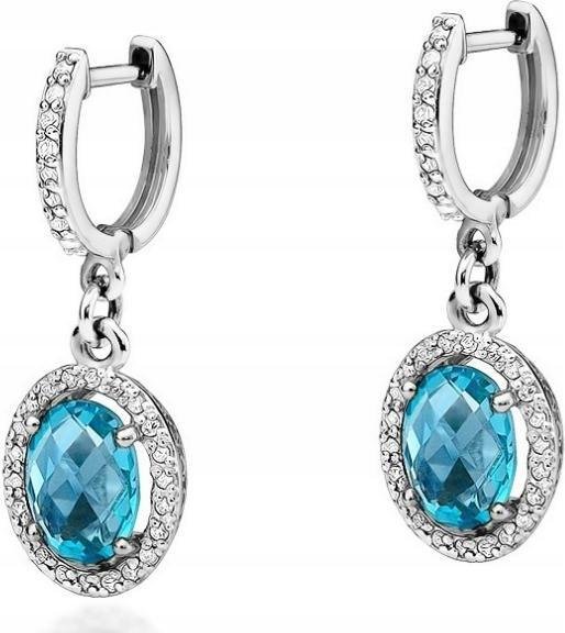 Złote kolczyki 585 topaz 4,80 g wiszące diamenty elegancki wzór na prezent
