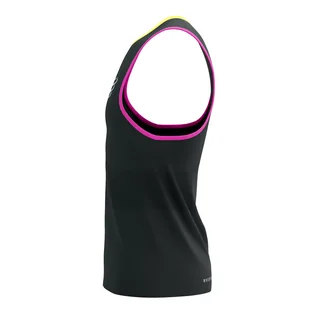 COMPRESSPORT Koszulka biegowa PRO RACING SINGLET black/safe yellow/neo pink - Bielizna sportowa męska - miniaturka - grafika 7
