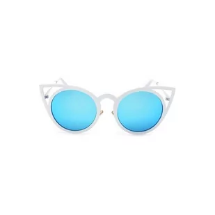 OKULARY &quot;ROYAL CAT EYES&quot; - BIAŁE Z NIEBIESKIM OK70WZ5 - Okulary przeciwsłoneczne - miniaturka - grafika 1