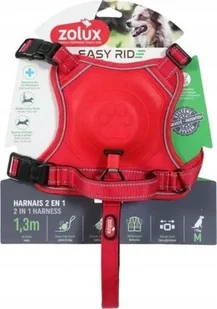 Zolux Szelki ze smyczą automatyczną Easyride M czerwone - Szelki dla psów - miniaturka - grafika 1