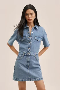 Sukienki - Mango sukienka jeansowa Mom80 mini prosta - grafika 1