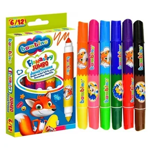 Bambino Flamastry Jumbo Dwustronne Szkolne Do Szkoły Przedszkola 6szt. 12 Kolorów - Szkolne artykuły papiernicze - miniaturka - grafika 1
