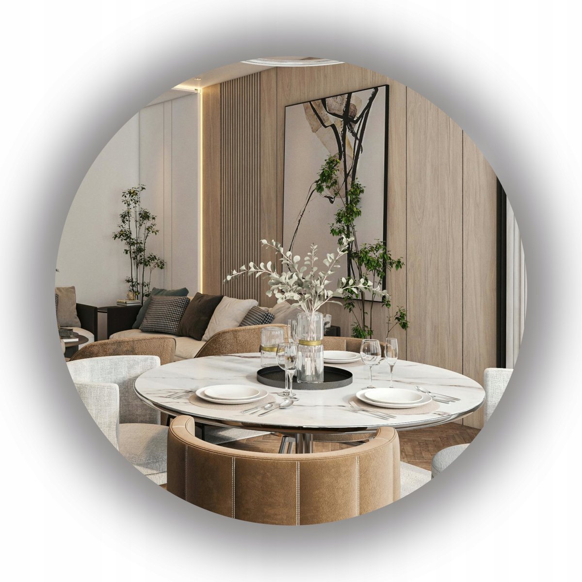 LUSTRO OKRĄGŁE ŁAZIENKOWE PODŚWIETLANE LED FI 60 CM