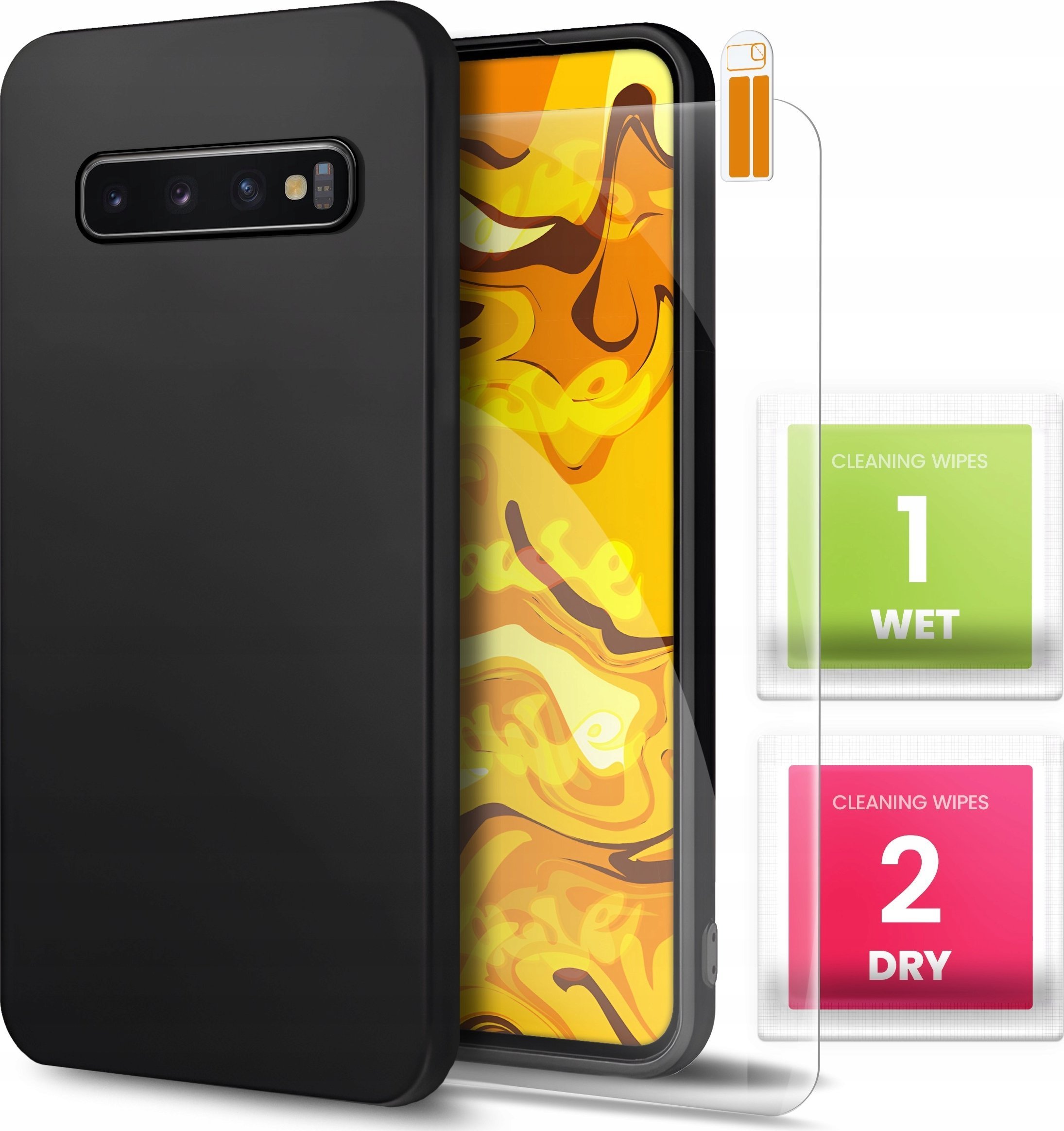 Hello Case Etui do Samsung Galaxy S10e Czarne, Matowe, Obudowa, Silikon SZKŁO 9H