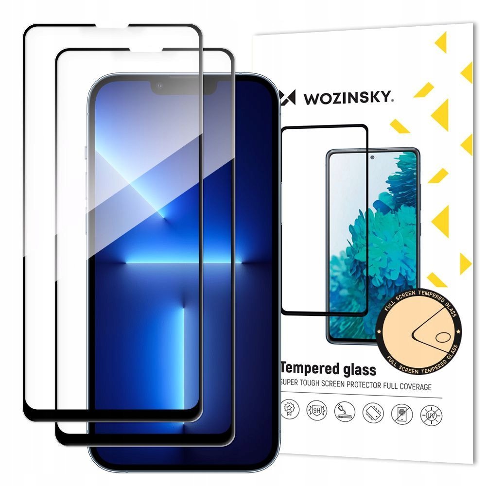 WOZINSKY ZESTAW 2X SUPER WYTRZYMAŁE SZKŁO HARTOWANE FULL GLUE NA CAŁY EKRAN