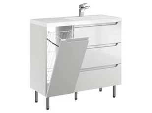 Szafka Stojąca Z Umywalką ETH 90 cm K Prawa - Kaszmir Wysoki Połysk - Szafki łazienkowe - miniaturka - grafika 1