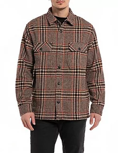 Koszule męskie - Replay koszula męska, 010 beżowy/brązowy/rdzawy, XL - grafika 1