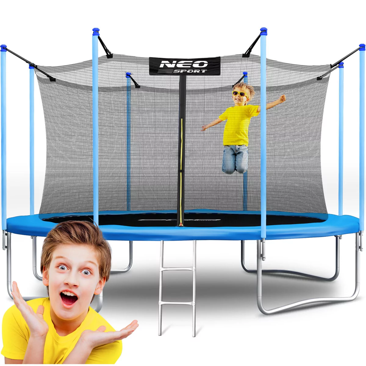 Neo-sport Trampolina ogrodowa 12ft/374cm z siatką wewnętrzną i drabinką NS-12W161