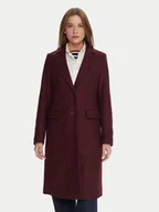 Płaszcze damskie - Tommy Hilfiger Płaszcz wełniany WW0WW46547 Bordowy Regular Fit - miniaturka - grafika 1