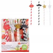 Słomki do napojów - Słomki papierowe rurki EKO 20 sztuk z ozdobami gwiazdy usta - miniaturka - grafika 1