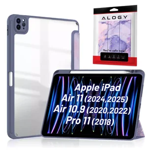 Etui hybrydowe z miejscem na rysik do Apple iPad Air 11" (2024,2025) / Air 10.9" (2020,2022) / Pro 11 (2018) Alogy Hybrid Book Cover Case Marble Fioletowe - Pozostałe akcesoria do telefonów - miniaturka - grafika 1