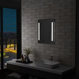 vidaXL Ścienne lustro łazienkowe z LED, z półką, 50 x 70 cm - Lustra - miniaturka - grafika 1