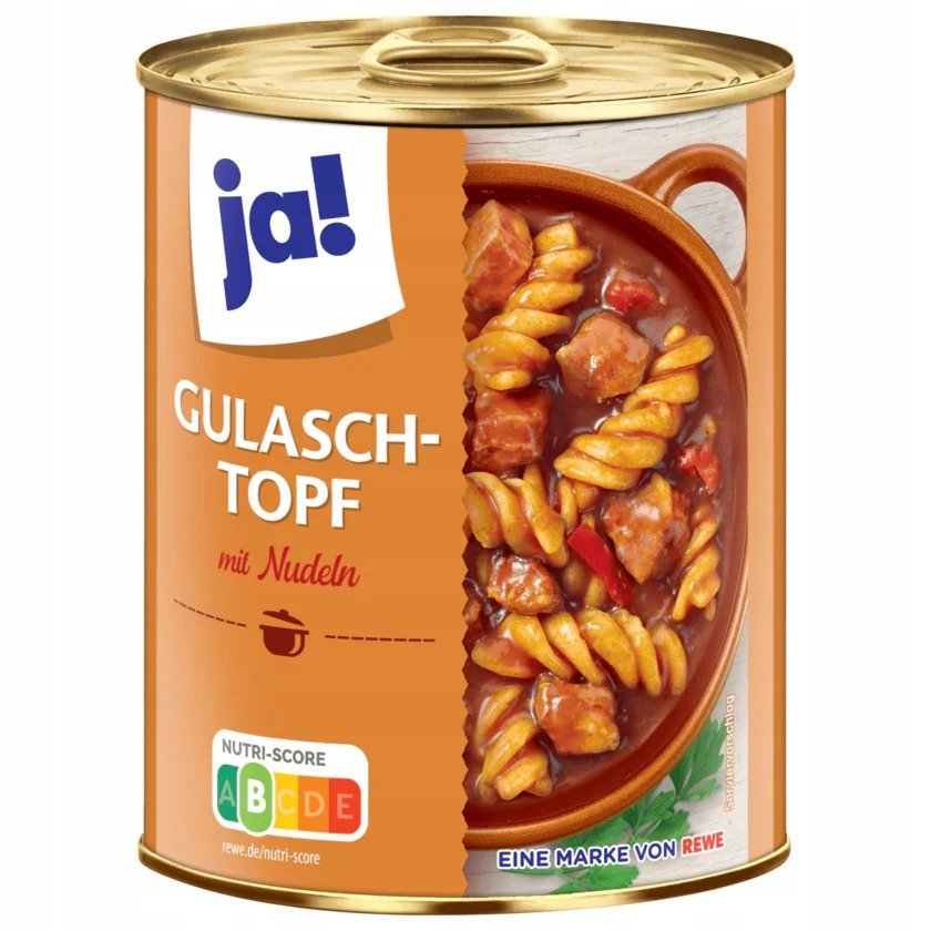 Gotowy Gulasz z Makaronem Ja! Duża Puszka 800 g z Niemiec