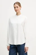 Koszule damskie - Tommy Hilfiger koszula z domieszką lnu damska kolor beżowy relaxed z kołnierzykiem klasycznym WW0WW48654 - miniaturka - grafika 1