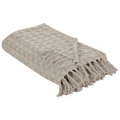 Narzuty - BELIANI Narzuta na łóżko szarobeżowa bawełna 220 x 240 cm koc z frędzlami dekoracyjna ozdobna sypialnia - miniaturka - grafika 1