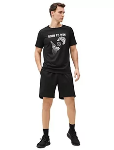 Koton Koszulka męska sportowa z nadrukiem Crew Neck Raglan Sleeve, czarny (999), XL - Koszulki męskie - miniaturka - grafika 1