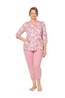 Piżamy damskie - PIŻAMA DAMSKA M RÓŻOWA W KOŁA ROZPINANA KRÓTKI RĘKAW 3/4 BAWEŁNIANA - miniaturka - grafika 1