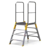 Drabiny - Mostek aluminiowy, drabina z platformą, obustronny ALVE FORTE, 2x4 stopni, wysokość platformy 0,83 m - miniaturka - grafika 1