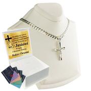 Biżuteria dla dzieci - ﻿Srebrny Łańcuszek na Komunię Chrzest dla Chłopca Srebro 925 UPOMINEK GRATIS - miniaturka - grafika 1